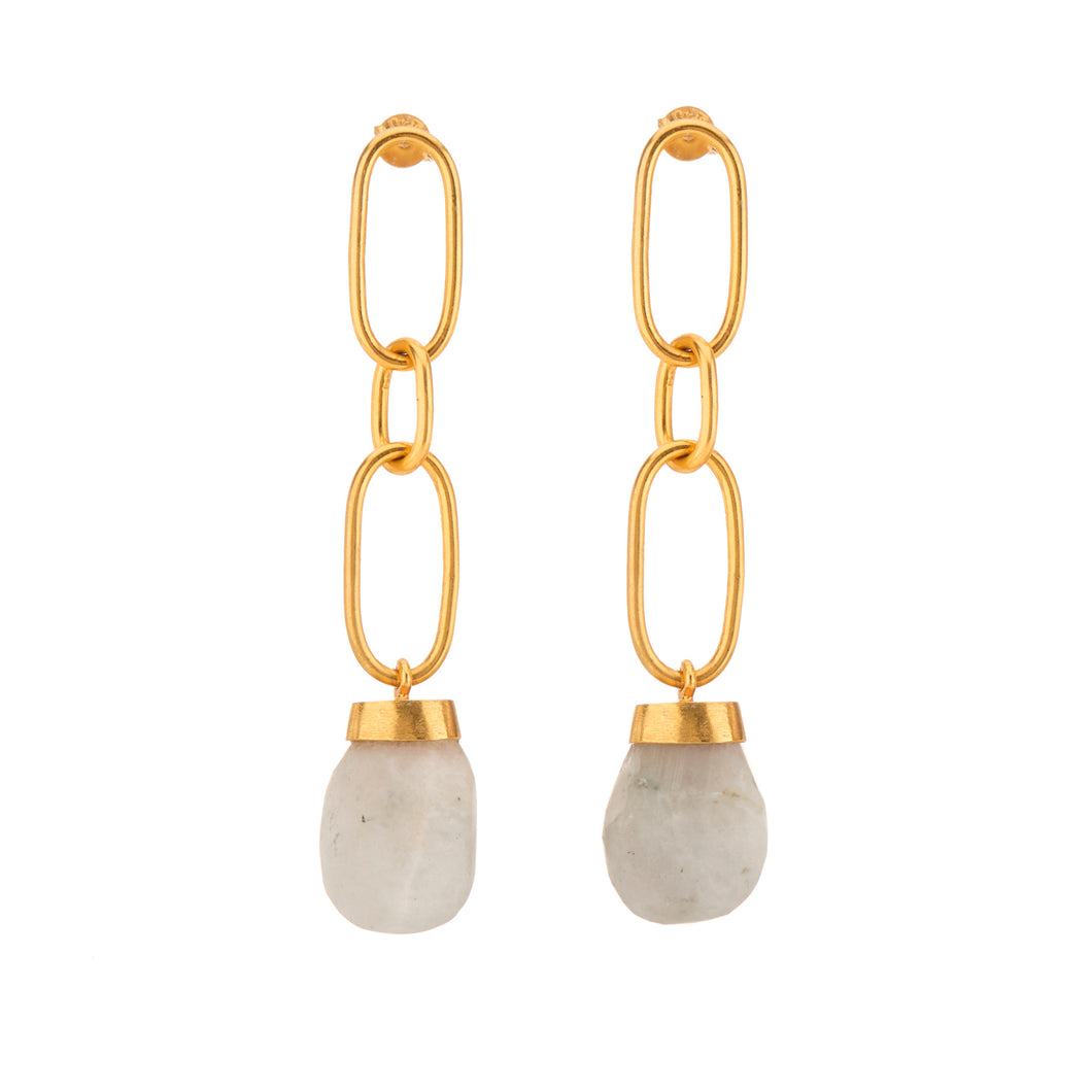 YOLI EARRINGS - GOLD & RAW MOONSTONE